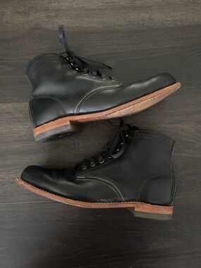 VTG Men's WOLVERINE 1000 Mile Plain Toe Black Leather Boots 10.5D